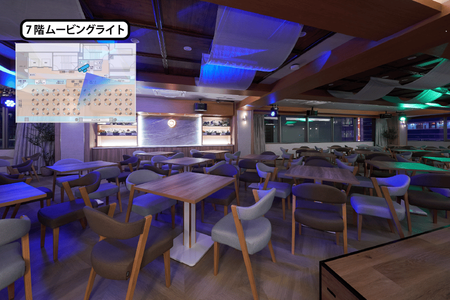 【ムービングライトを活用した演出が可能なため、シーンに応じた空間演出を実現できます】- グレイドパーク 新橋駅前7F(銀座口)の写真