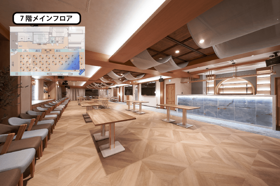 【メインフロア - 半立食レイアウト】- グレイドパーク 新橋駅前7F(銀座口)の写真