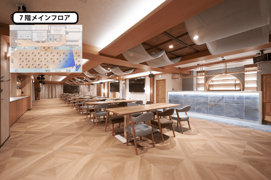 【メインフロア - 島型レイアウト】- グレイドパーク 新橋駅前7F(銀座口)の写真